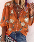 Floral Print Button Front Lantern Sleeve Shirt